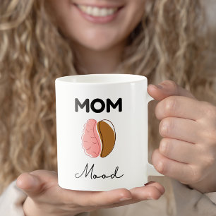 Mum Mood Coffee Brain Minimalist Design Mug