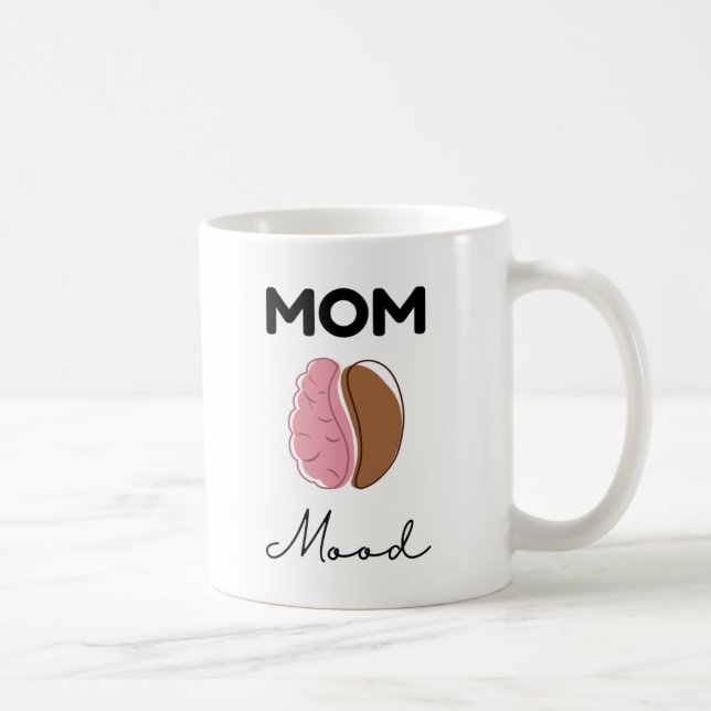 Mum Mood Coffee Brain Minimalist Design Mug (Right)