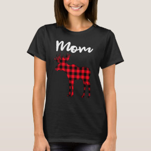 Mum Moose Buffalo Red Plaid Christmas Pajama Famil T-Shirt