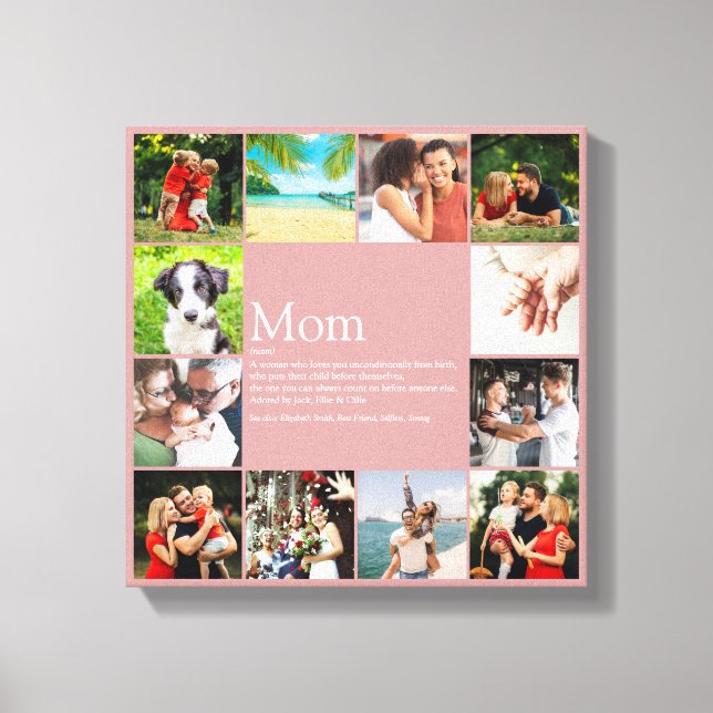 Mum Mother Definition Photo Collage Dusty Rose  Canvas Print (Front)