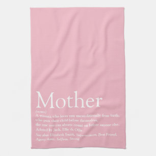 Mum Mother Definition Quote Pink Tea Towel