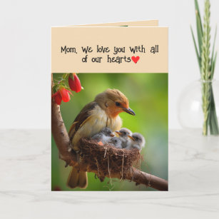 Mum Mother Happy Mother's Day  Lovebirds Bird Art Holiday Card