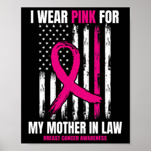 Mum Mother In Law Breast Cancer Awareness American Poster