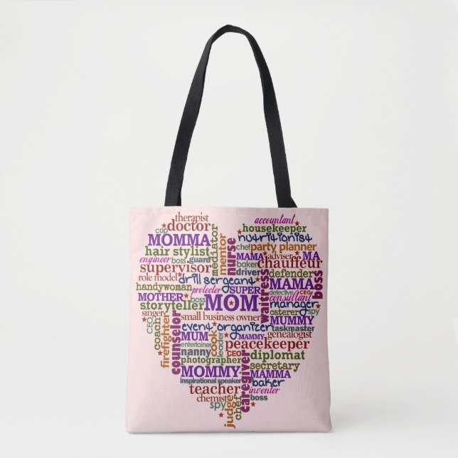 Mum Mothers Day Cute Typography Word Heart Tote Bag (Front)