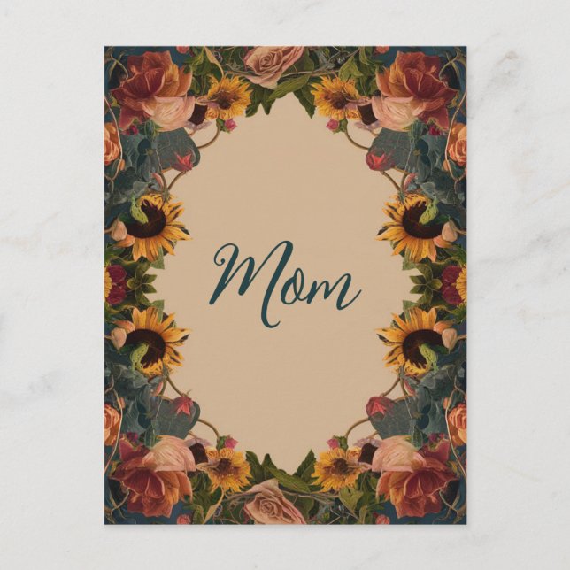 "Mum" mother's day elegant sunflower vintage Postcard (Front)