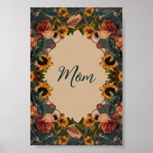 "Mum" mother's day elegant sunflower vintage Poster