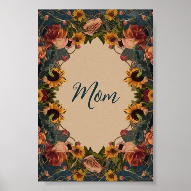 "Mum" mother's day elegant sunflower vintage Poster (Front)