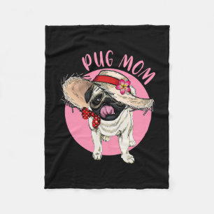 Mum Mother's Day Mama Mummy Mother Pug  Fleece Blanket