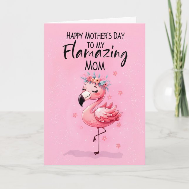 Mum Mothers Day with Flamingo Fabulous and Fun Card (Front)