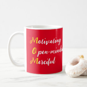 Mum Motivating Open-minded Merciful text Coffee Mug