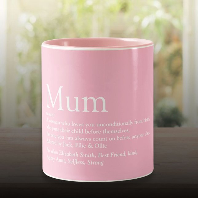 Mum Mum Definition Quote Fun Pink Two-Tone Coffee Mug (Mum Mom Definition Quote Fun Pink Two-Tone Coffee Mug)
