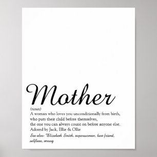 Mum, Mum, Mother Definition Script Best Ever Poster