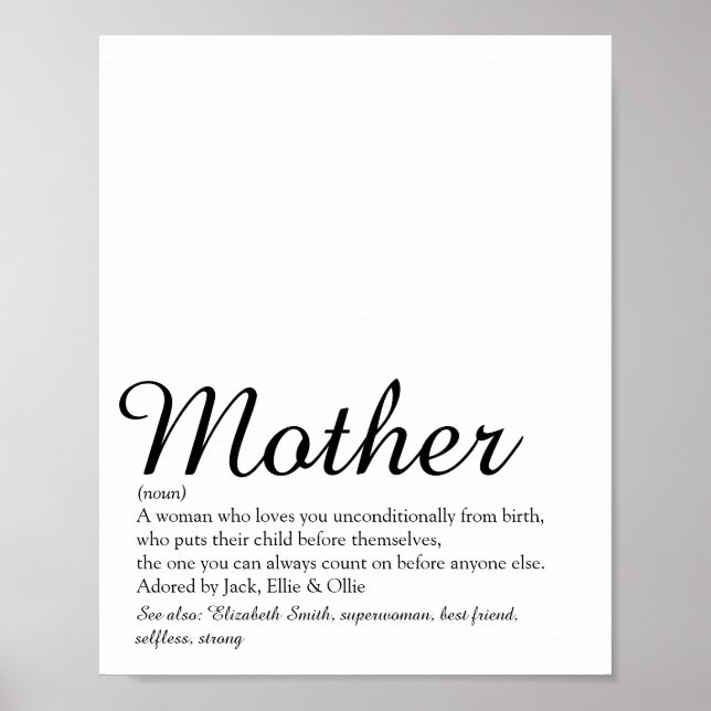Mum, Mum, Mother Definition Script Best Ever Poster (Front)