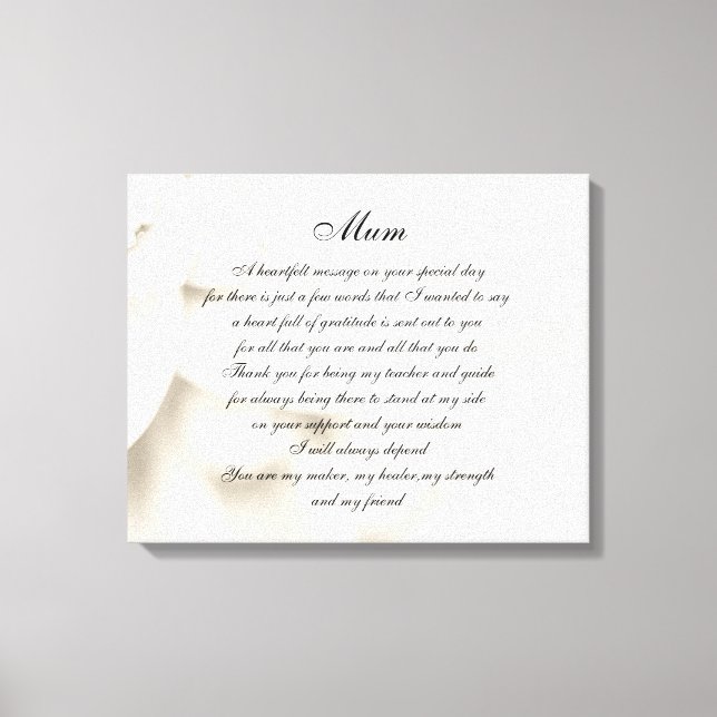Mum / Mum poem Canvas Print (Front)
