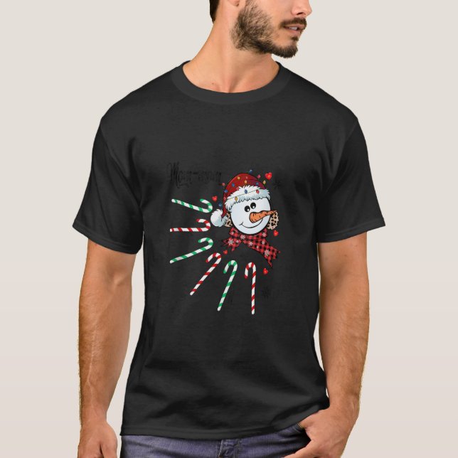 Mum mum Snowman Candy Cane Christmas Xmas Funny Ta T-Shirt (Front)