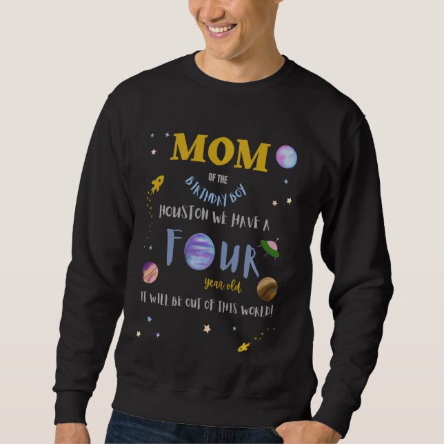 Mum Mummy 4th Birthday Bday Outer Space Family Mat Sweatshirt (Front)