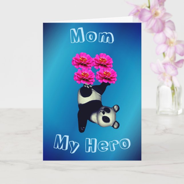 Mum My Hero Juggling Panda Mother's Day Card (Orchid)
