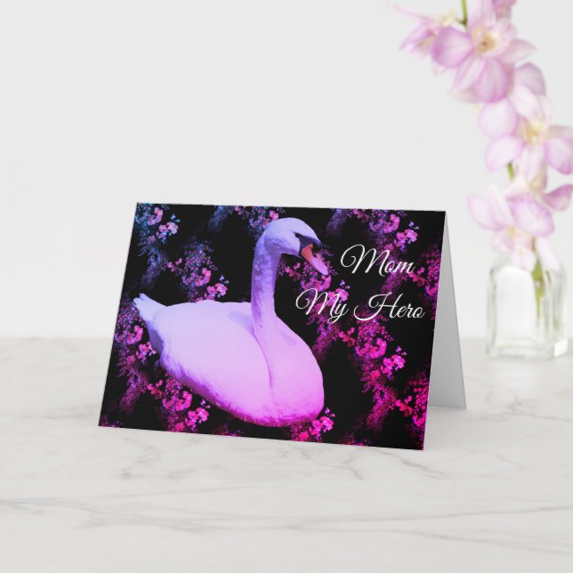 Mum My Hero Regal Swan Mother's Day Card (Orchid)