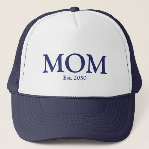 Mum navy blue white custom established date cute trucker hat