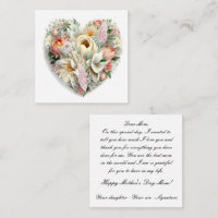 Mum Note Card heart-shaped flower arrangement