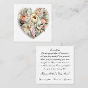 Mum Note Card heart-shaped flower arrangement