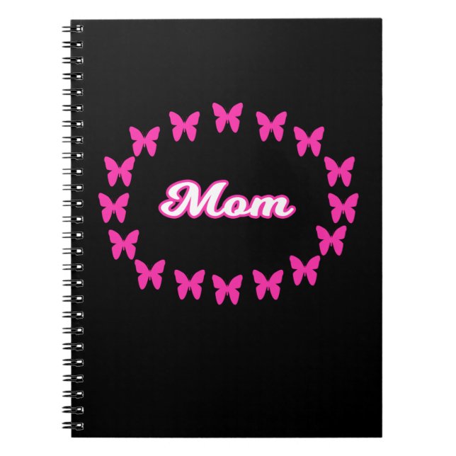 Mum NOTEBOOK With Cute Pink Butterflies (Front)