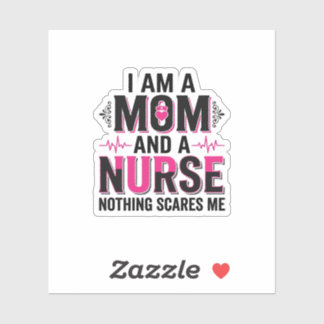 Mum Nurse Nothing Scares Me Vintage Engraving Desi