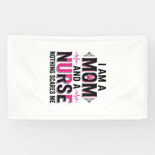 Mum Nurse Nothing Scares Me Vintage Engraving Desi Banner