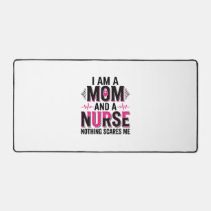 Mum Nurse Nothing Scares Me Vintage Engraving Desi Desk Mat