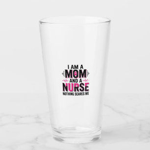 Mum Nurse Nothing Scares Me Vintage Engraving Desi Glass