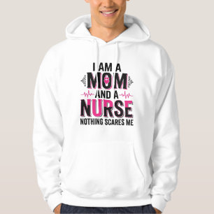 Mum Nurse Nothing Scares Me Vintage Engraving Desi Hoodie