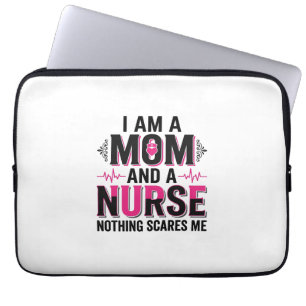 Mum Nurse Nothing Scares Me Vintage Engraving Desi Laptop Sleeve