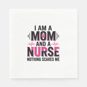 Mum Nurse Nothing Scares Me Vintage Engraving Desi Napkin