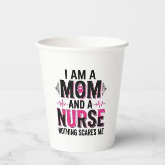 Mum Nurse Nothing Scares Me Vintage Engraving Desi Paper Cups