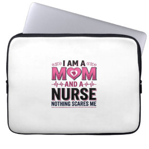 Mum Nurse Nothing Scares Me Vintage Engraving Shir Laptop Sleeve