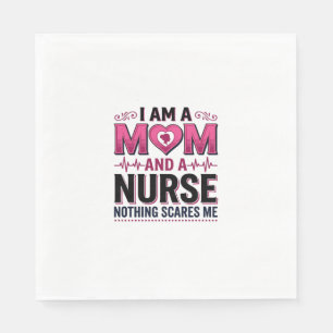 Mum Nurse Nothing Scares Me Vintage Engraving Shir Napkin