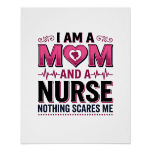 Mum Nurse Nothing Scares Me Vintage Engraving Shir Poster