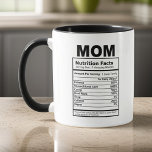 Mum Nutrition Facts Modern Black and White Funny Mug<br><div class="desc">This simple and modern design is composed of san serif and playful script typography.</div>