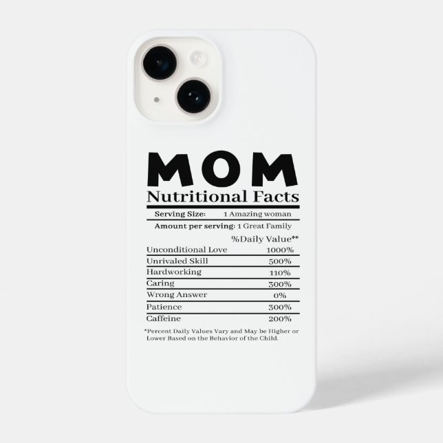 Mum Nutritional Facts iPhone Case (Back)