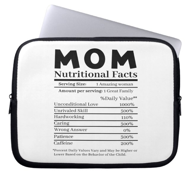 Mum Nutritional Facts Laptop Sleeve (Front)