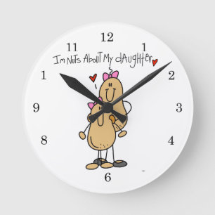 Mum - Nuts About My Daughter T-shirts and Gifts Round Clock