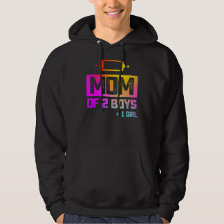 Mum Of 2 Boys 1 Girl Low Battery Hoodie