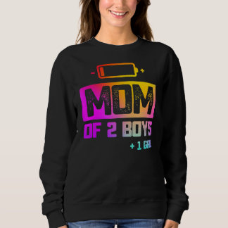 Mum Of 2 Boys 1 Girl Low Battery Sweatshirt