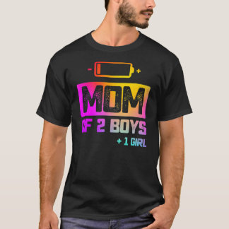 Mum Of 2 Boys 1 Girl Low Battery T-Shirt