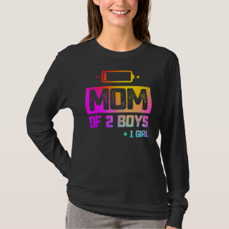 Mum Of 2 Boys 1 Girl Low Battery T-Shirt