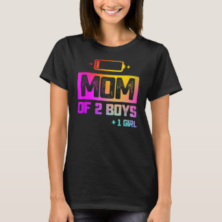 Mum Of 2 Boys 1 Girl Low Battery T-Shirt