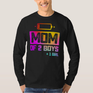 Mum Of 2 Boys 1 Girl Low Battery T-Shirt