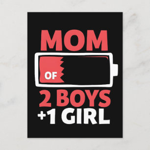 Mum of 2 Boys 1 Girl Pregnancy Mothers day Announcement Postcard