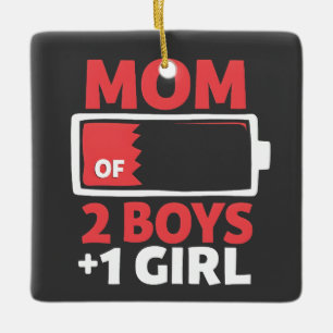 Mum of 2 Boys 1 Girl Pregnancy Mothers day  Ceramic Ornament