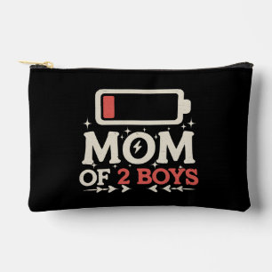 Mum Of 2 Boys Low Battery Funny Mother's Day Accessory Pouch